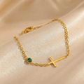 Crossira - Armband mit Kreuz & Geburtsstein