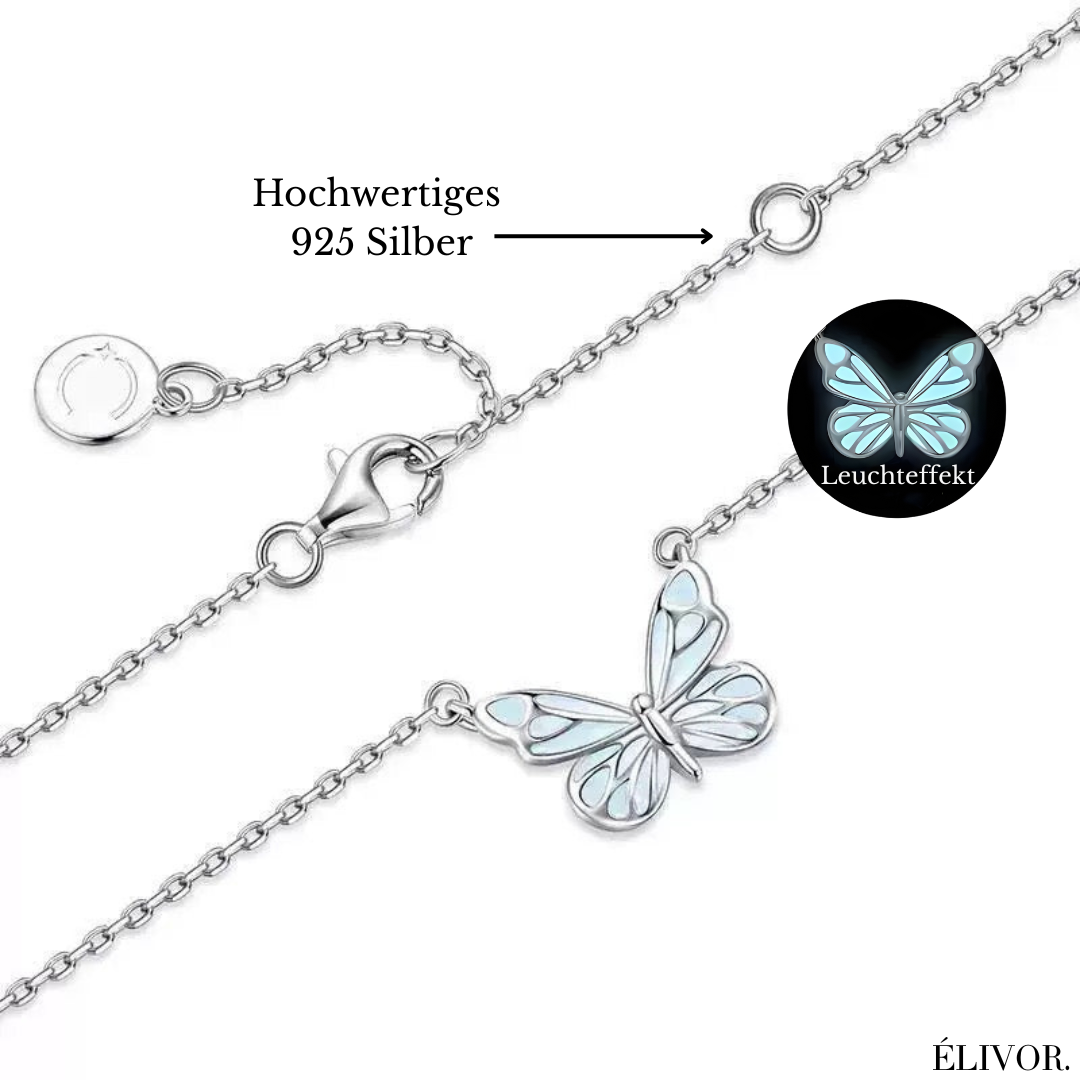 Leuchtende Schmetterling Halskette 925 Silber