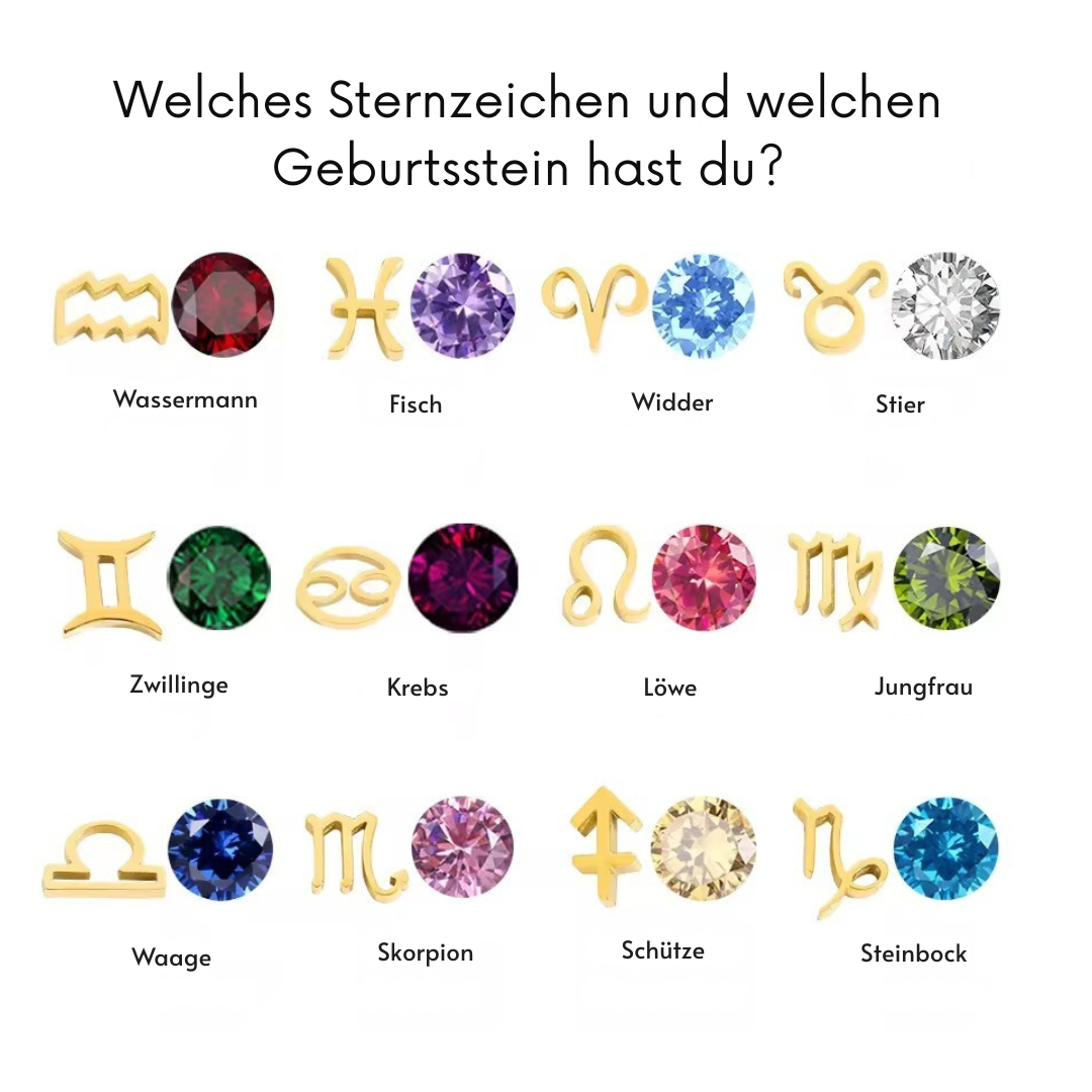 Astra - Halskette mit Geburtsstein & Sternzeichen